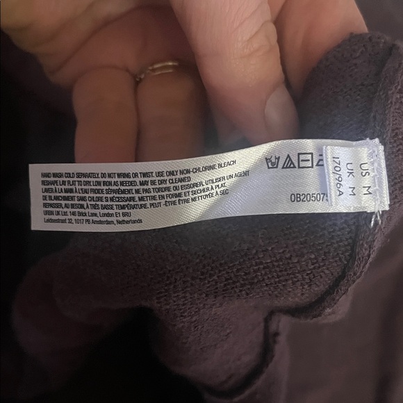 FP Beach Brown Turtleneck Midi Cotton Linen Oversized Sweater Dress Medium - Picture 9 of 10